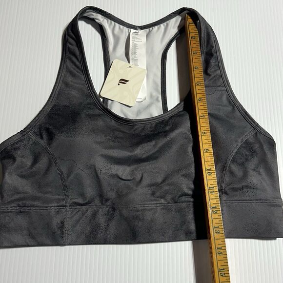 Fabletics On The Go Medium Impact Sports Bra Phone Pocket Size L Onyx Smudge NWT - Picture 9 of 9